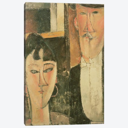 Bride and Groom , 1915-16 Canvas Print #BMN8985} by Amedeo Modigliani Canvas Artwork