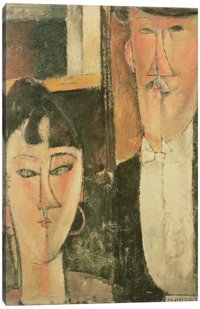 Bride and Groom , 1915-16 Canvas Art Print - Amedeo Modigliani