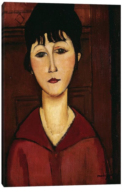 Head of a Young Girl, 1916  Canvas Art Print - Amedeo Modigliani