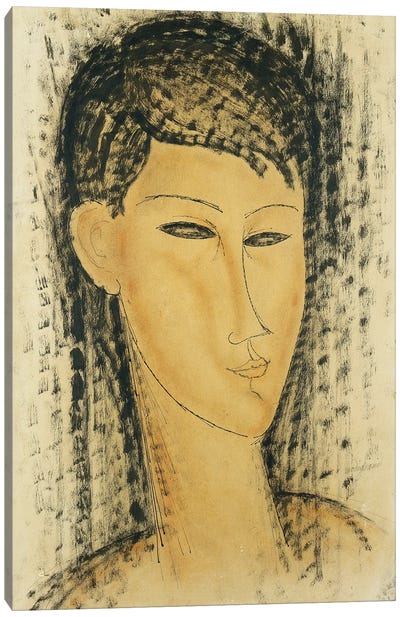 Head of a Young Women Canvas Art Print - Amedeo Modigliani