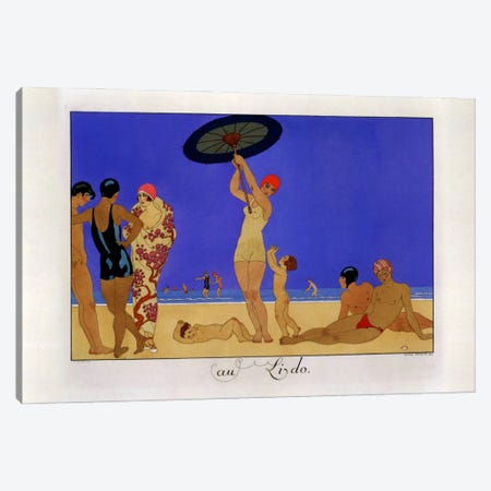 At the Lido, engraved by Henri Reidel, 1920 (litho) Canvas Print #BMN8} by George Barbier Canvas Print