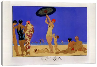 At the Lido, engraved by Henri Reidel, 1920 (litho) Canvas Art Print