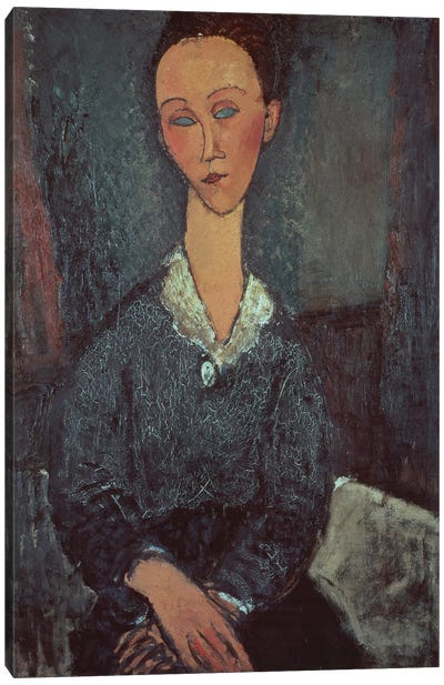 Portrait of a Woman with a White Collar  Canvas Art Print - Amedeo Modigliani