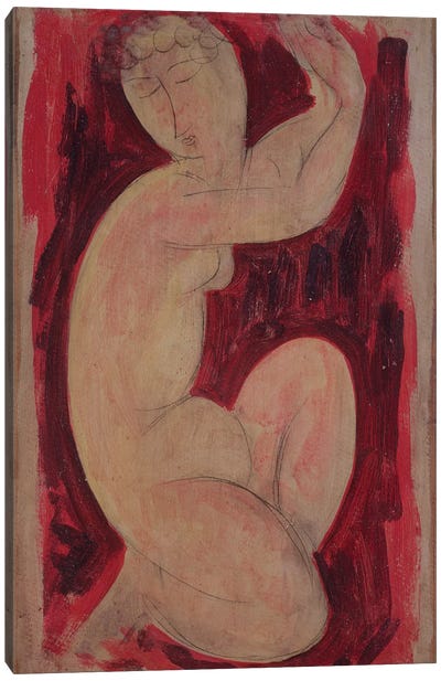 Red Caryatid, 1913  Canvas Art Print - Amedeo Modigliani