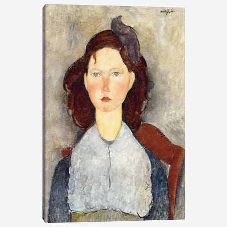 Seated girl, 1918  Canvas Print #BMN9016} by Amedeo Modigliani Art Print