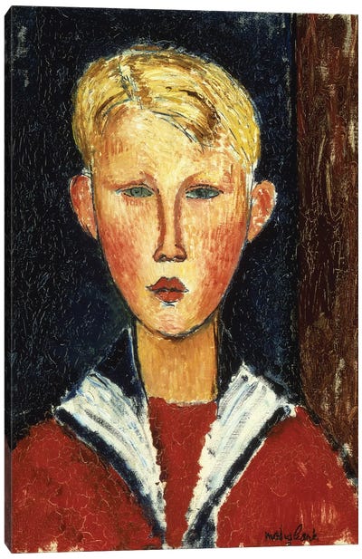 The Blue-Eyed Boy, 1916  Canvas Art Print - Amedeo Modigliani