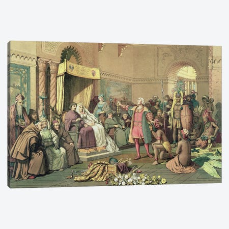 Columbus at the Royal Court of Spain in Barcelona  Canvas Print #BMN901} by Victor A. Searles Canvas Print