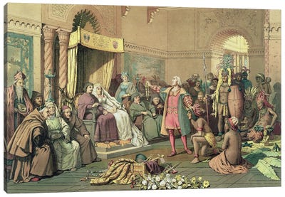 Columbus at the Royal Court of Spain in Barcelona  Canvas Art Print
