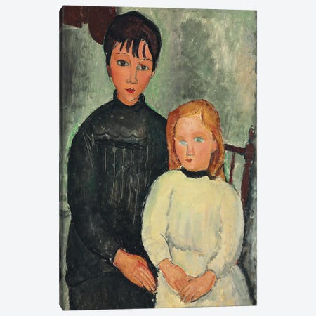 Two Girls, 1918  Canvas Print #BMN9025} by Amedeo Modigliani Canvas Art