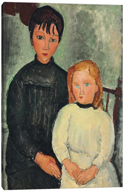 Two Girls, 1918  Canvas Art Print - Amedeo Modigliani