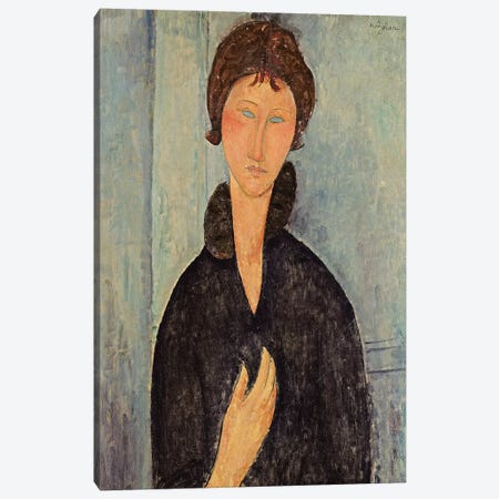 Woman with Blue Eyes, c.1918  Canvas Print #BMN9027} by Amedeo Modigliani Canvas Artwork