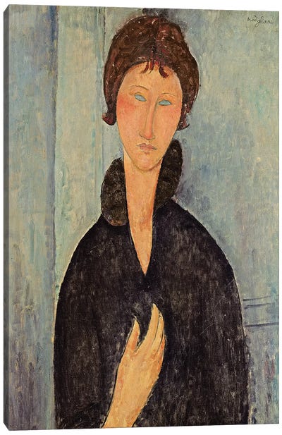 Woman with Blue Eyes, c.1918  Canvas Art Print - Amedeo Modigliani