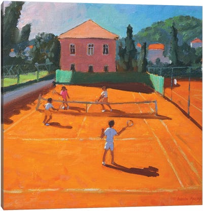 Clay Court Tennis, Lapad, Croatia Canvas Art Print - Andrew Macara