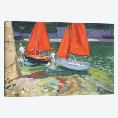 Girls With Sail Boats, Looe Canvas Print #BMN9041} by Andrew Macara Art Print