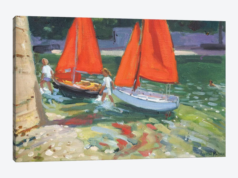 Girls With Sail Boats, Looe by Andrew Macara 1-piece Canvas Art Print