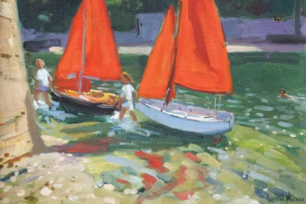 Andrew Macara: Girls With Sail Boats, Looe by Andrew Macara