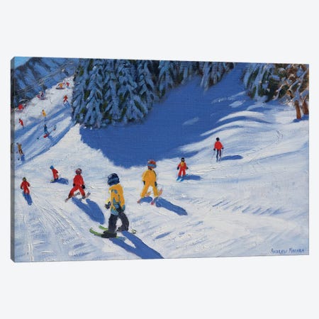 Ski School, Morzine Canvas Print #BMN9054} by Andrew Macara Canvas Art Print