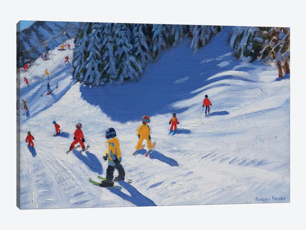 Ski School, Morzine by Andrew Macara 1-piece Canvas Art Print