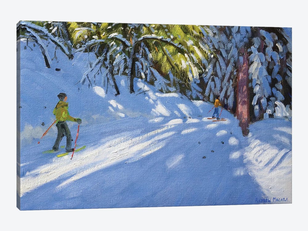 Skiing Through The Woods, La Clusaz by Andrew Macara 1-piece Canvas Art