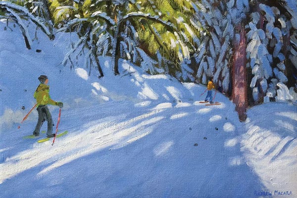 Andrew Macara: Skiing Through The Woods, La Clusaz by Andrew Macara