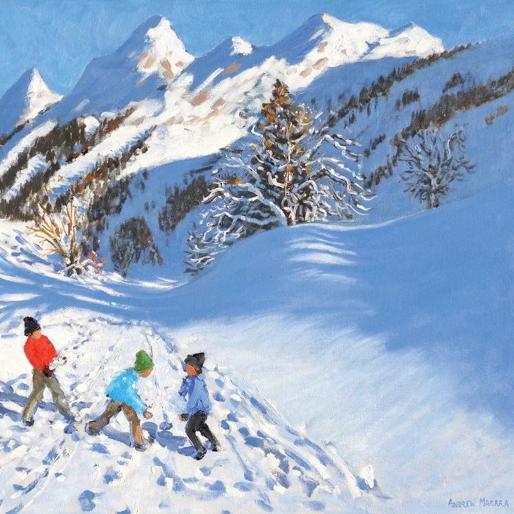 Snowballing, La Clusaz, France  by Andrew Macara wall art