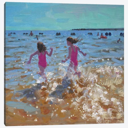Splashing In The Sea, Clacton Canvas Print #BMN9061} by Andrew Macara Canvas Art Print