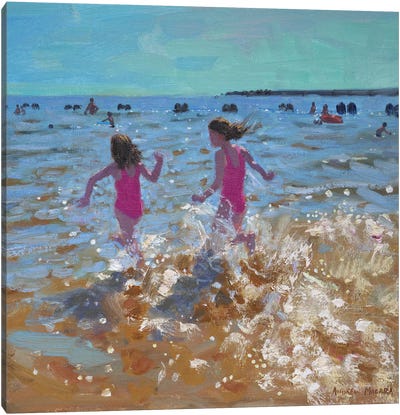 Splashing In The Sea, Clacton Canvas Art Print