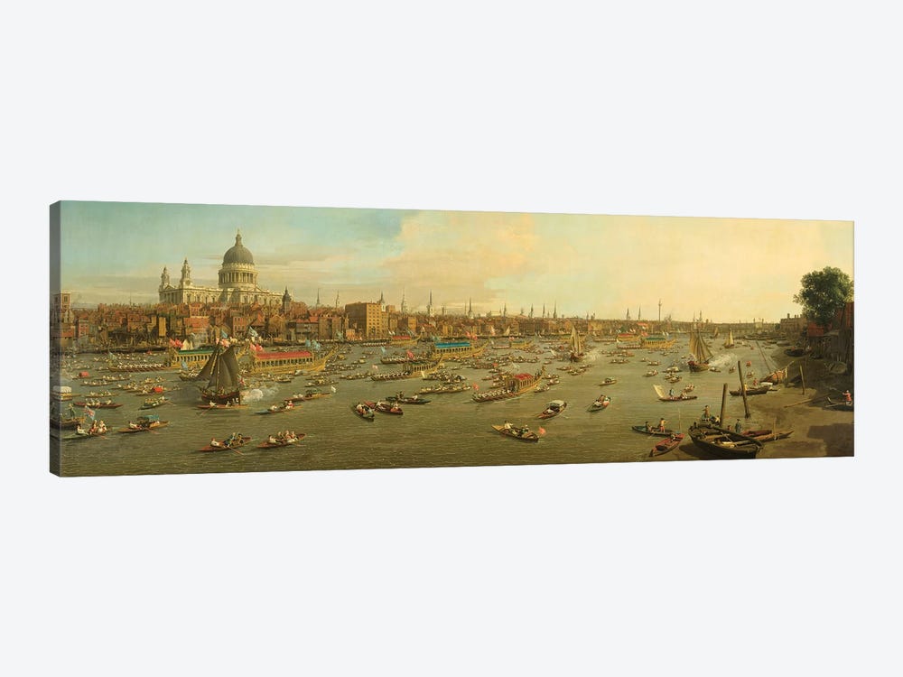 The River Thames with St. Paul's Cathedral on Lord Mayor's Day, c.1747-8 by Canaletto 1-piece Canvas Artwork