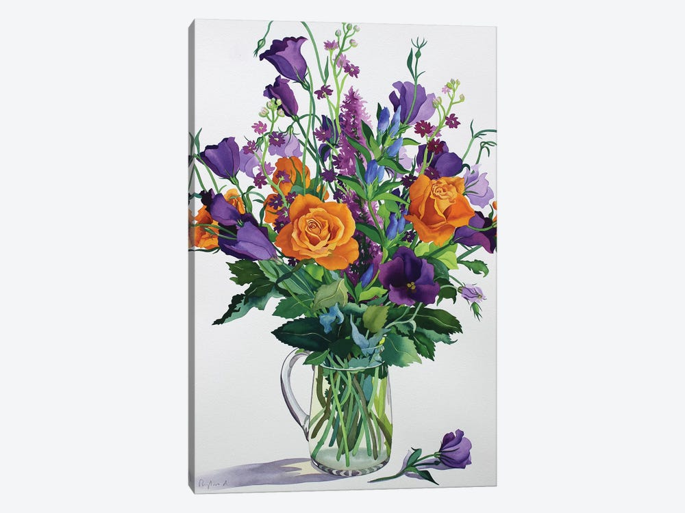 Orange and Purple Flowers by Christopher Ryland 1-piece Canvas Art Print