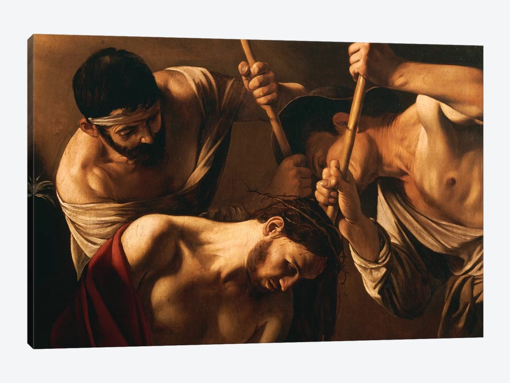 The Crowning with Thorns, c.1603 by Michelangelo Merisi da Caravaggio 1-piece Canvas Print