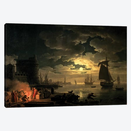 The Harbour of Palermo, 1750 Canvas Print #BMN9100} by Claude Joseph Vernet Canvas Artwork