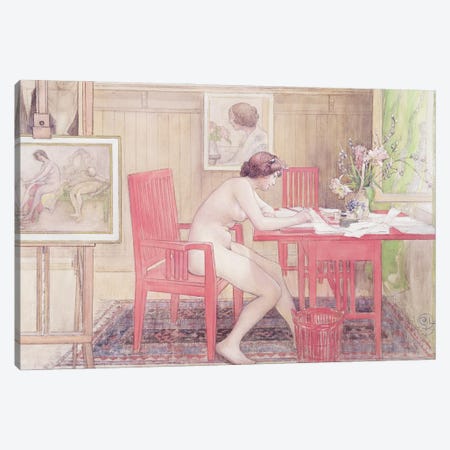 Model Writing Postcards, 1906 Canvas Print #BMN9102} by Carl Larsson Canvas Art