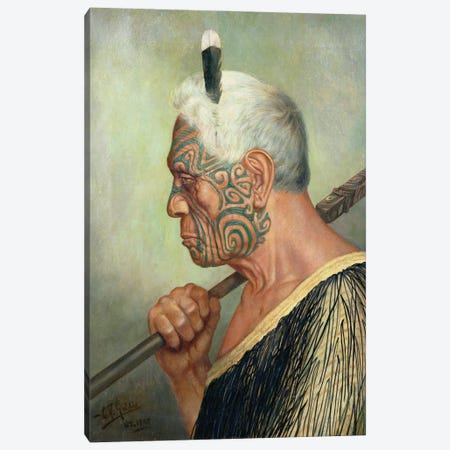 A Maori Warrior Canvas Print #BMN9105} by Charles Frederick Goldie Canvas Art Print