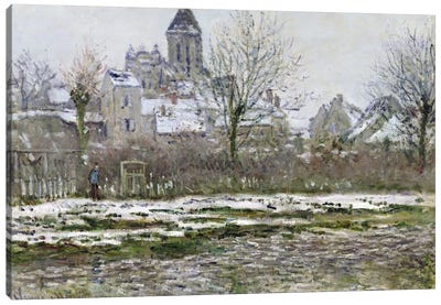 The Church at Vetheuil under Snow, 1878-79  Canvas Art Print - Claude Monet