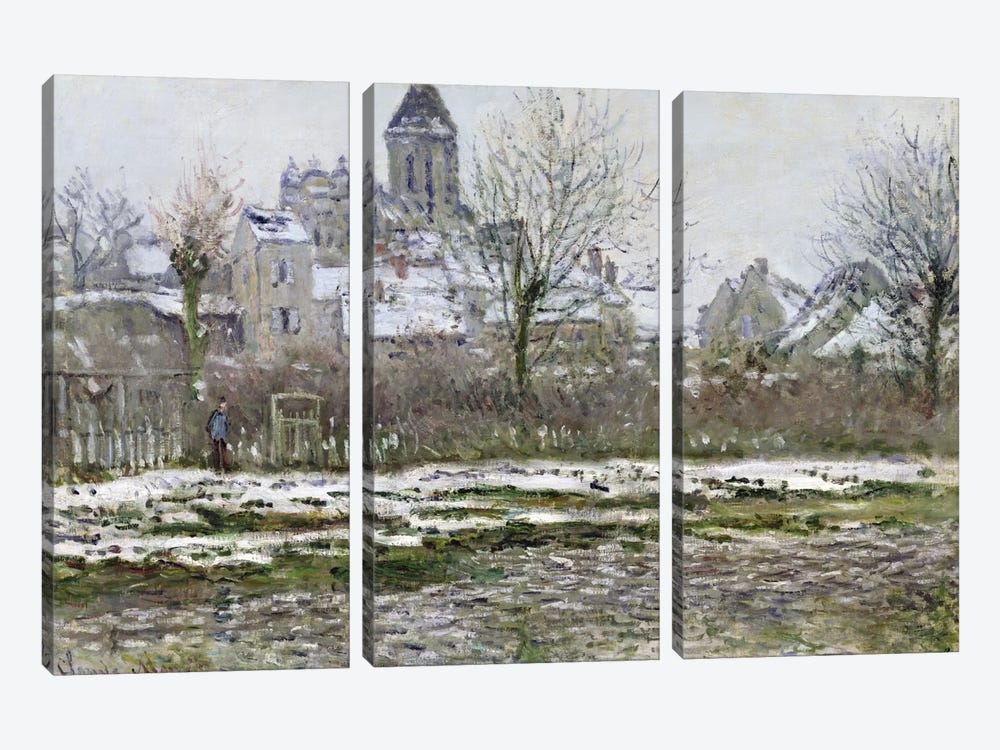 The Church at Vetheuil under Snow, 1878-79  by Claude Monet 3-piece Canvas Wall Art