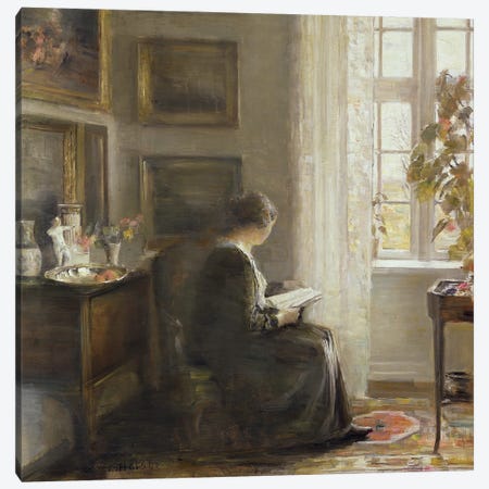 Reading by a Sunny Window Canvas Print #BMN9110} by Carl Holsoe Canvas Print
