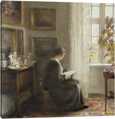 Reading by a Sunny Window Canvas Art Print