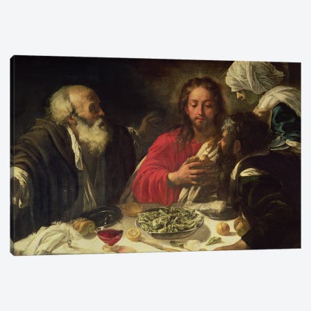 The Supper at Emmaus, c.1614-21 Canvas Print #BMN9111} by Michelangelo Merisi da Caravaggio Art Print