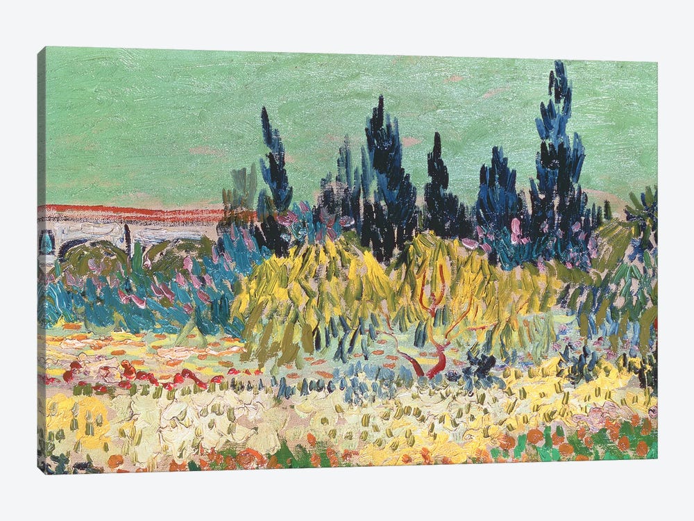The Garden at Arles, detail of the cypress trees, 1888 by Vincent van Gogh 1-piece Canvas Art Print