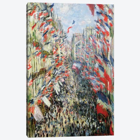 The Rue Montorgueil, Paris, Celebration of June 30, 1878  Canvas Print #BMN911} by Claude Monet Canvas Artwork