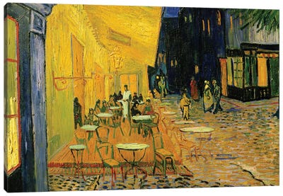 Cafe Terrace, Place du Forum, Arles, 1888 Canvas Art Print - Cafe Art
