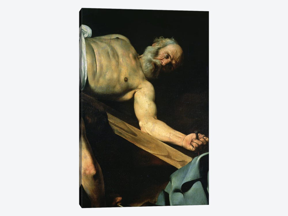 The Crucifixion of St. Peter, detail of St. Peter, 1600-01 by Michelangelo Merisi da Caravaggio 1-piece Canvas Art
