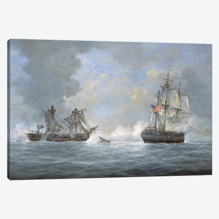 The action between U.S Frigate 'United States' and the British frigate 'Macedonian' off the Canary Islands on October 25th, 1812 Canvas Print #BMN9132} by Richard Willis Art Print