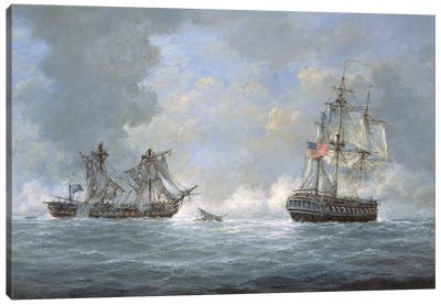 The action between U.S Frigate 'United States' and the British frigate 'Macedonian' off the Canary Islands on October 25th, 1812 Canvas Art Print