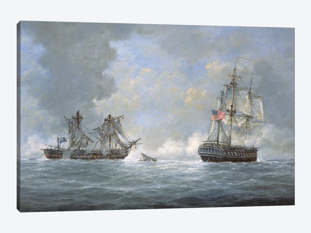 The action between U.S Frigate 'United States' and the British frigate 'Macedonian' off the Canary Islands on October 25th, 1812 by Richard Willis 1-piece Canvas Wall Art