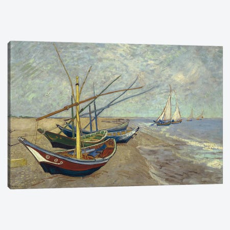 Fishing Boats on the Beach at Saintes-Maries-de-la-Mer, 1888 Canvas Print #BMN9144} by Vincent van Gogh Canvas Art Print