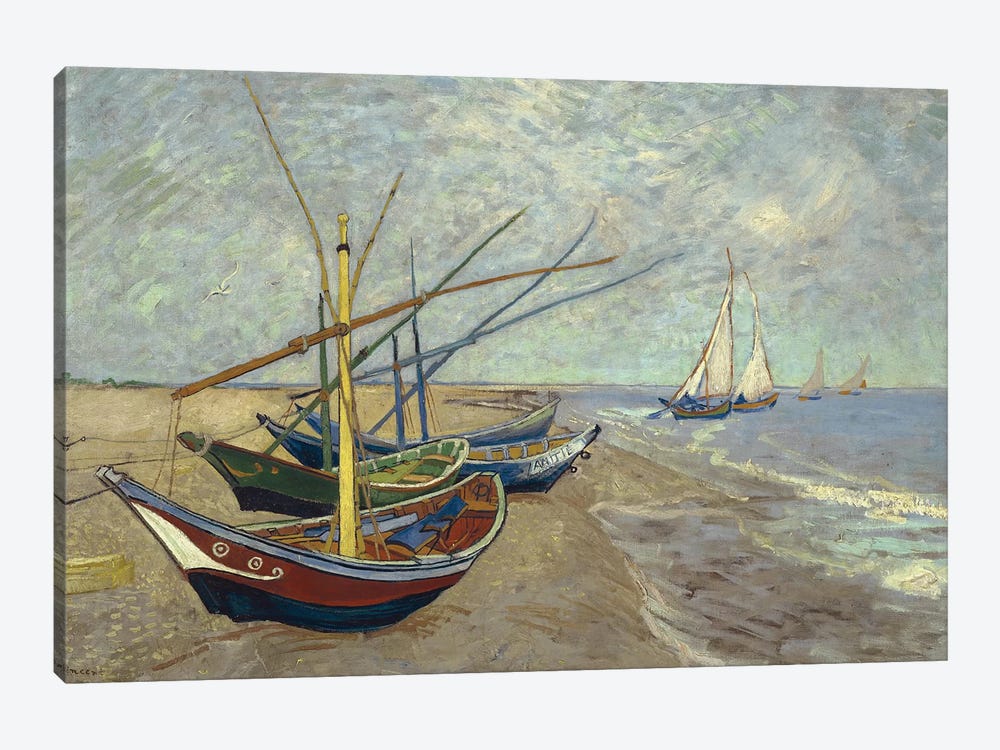 Fishing Boats on the Beach at Saintes-Maries-de-la-Mer, 1888 by Vincent van Gogh 1-piece Canvas Print