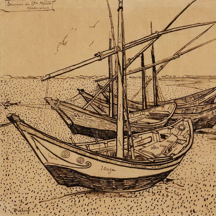 Fishing Boats on the Beach at Saintes-Maries-de-la-Mer, 1888