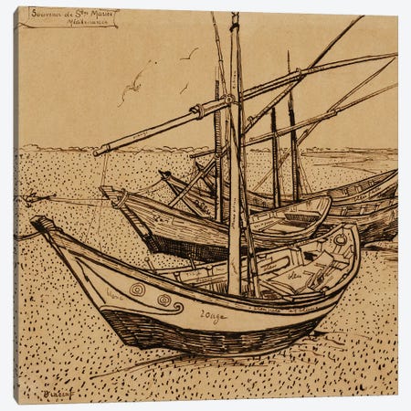 Fishing Boats on the Beach at Saintes-Maries-de-la-Mer, 1888 Canvas Print #BMN9145} by Vincent van Gogh Canvas Art Print