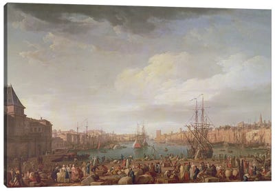Morning View of the Inner Port of Marseille and the Pavilion of the Horloge du Parc, 1754 Canvas Art Print